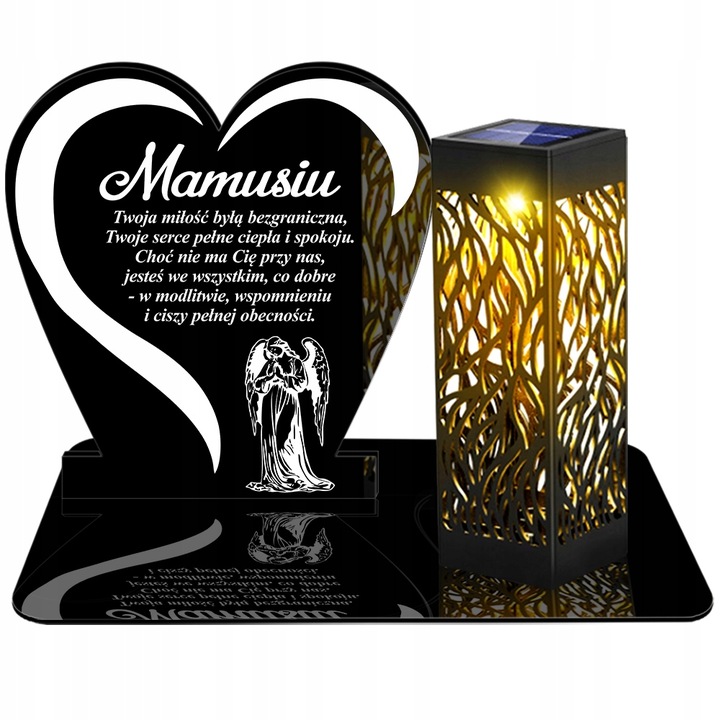 ZNICZ SOLARNY LED WIECZNY DLA MAMY NA CMENTARZ GRÓB lampka Napis Serce 3D