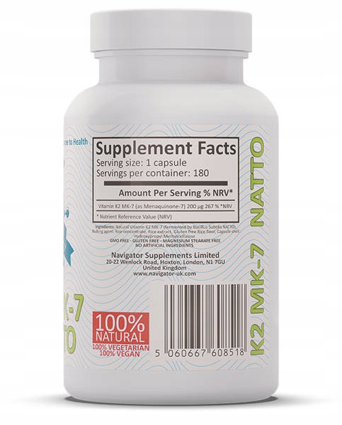 Witamina K2 MK7 NATTO 200mcg 180kaps Vegan