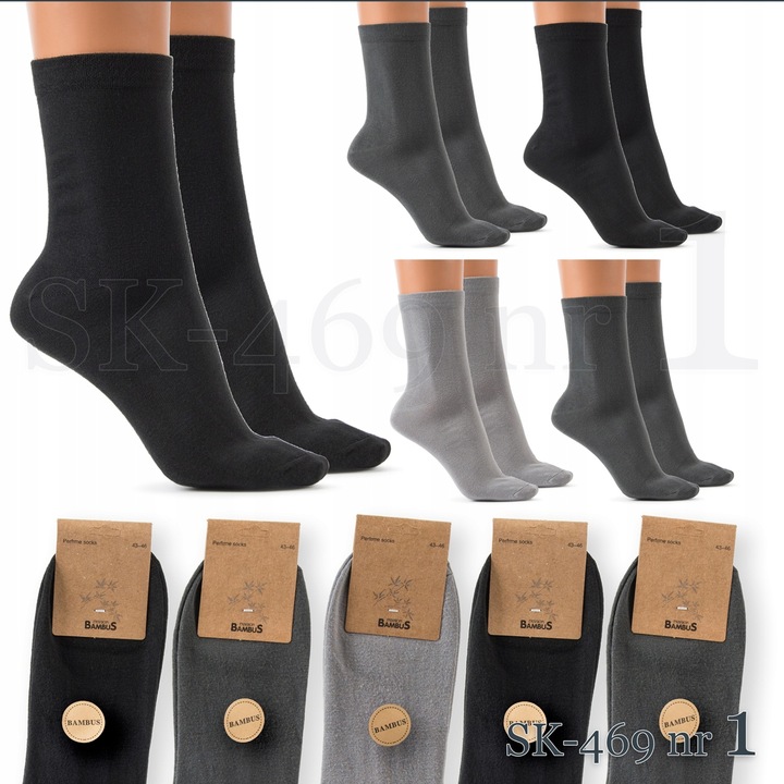 SKARPETY BAMBUSOWE męskie Czarne Antybakteryjne SKARPETKI PREMIUM