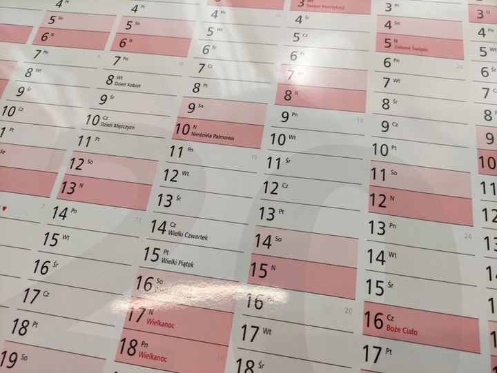 Planer A1 Kalendarz 2025 84x59 zmazywalny z mocowaniem samoprzylepnym