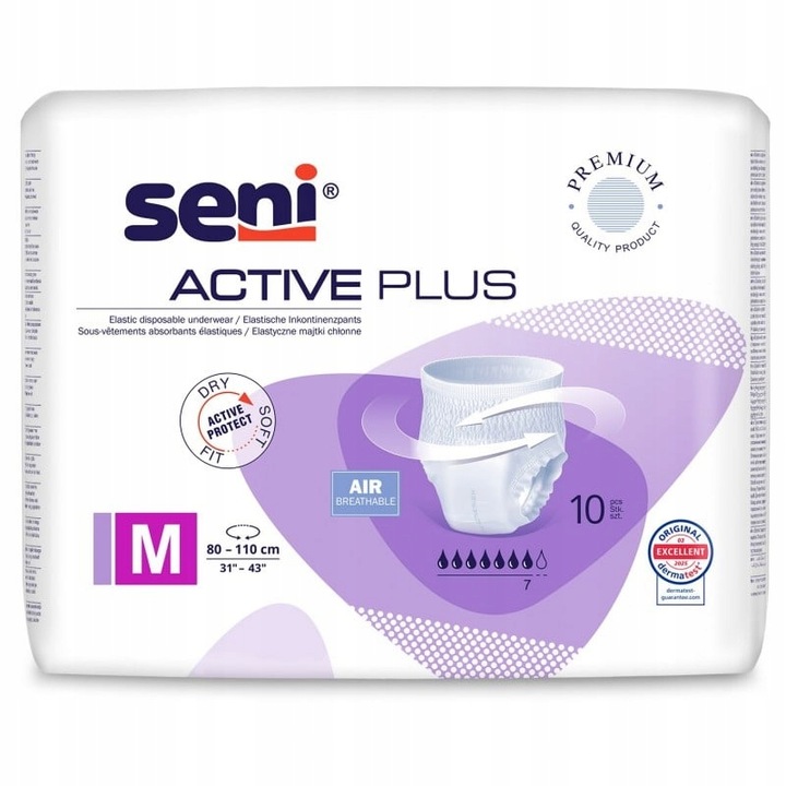 SENI ACTIVE PLUS M MAJTKI CHŁONNE WCIĄGANE DLA DOROSŁYCH 10szt.