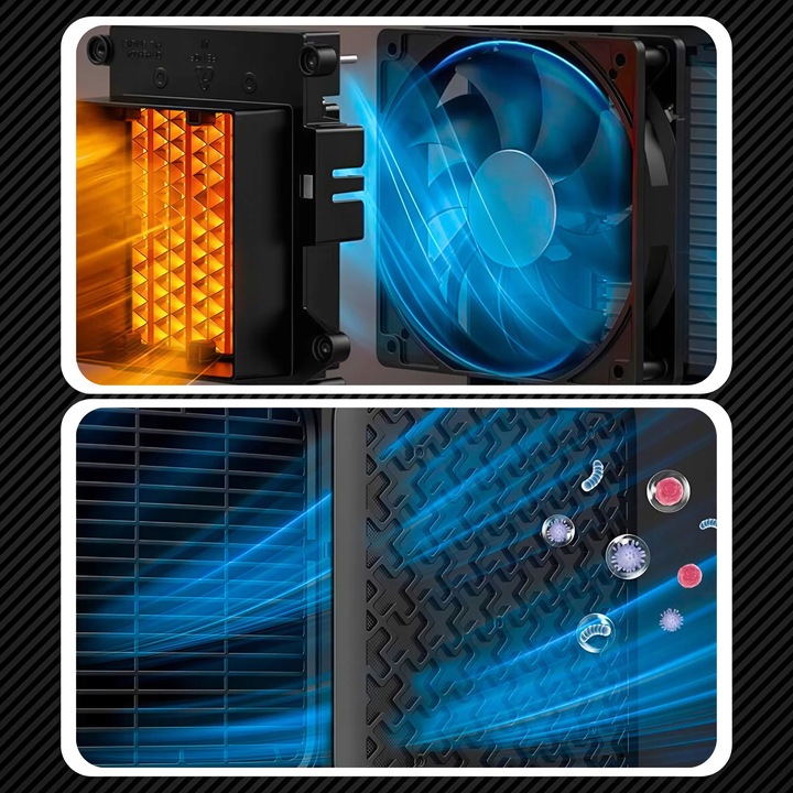 Termowentylator Farelka Cichy 2000W + Timer 4 Tryby Energooszczędny