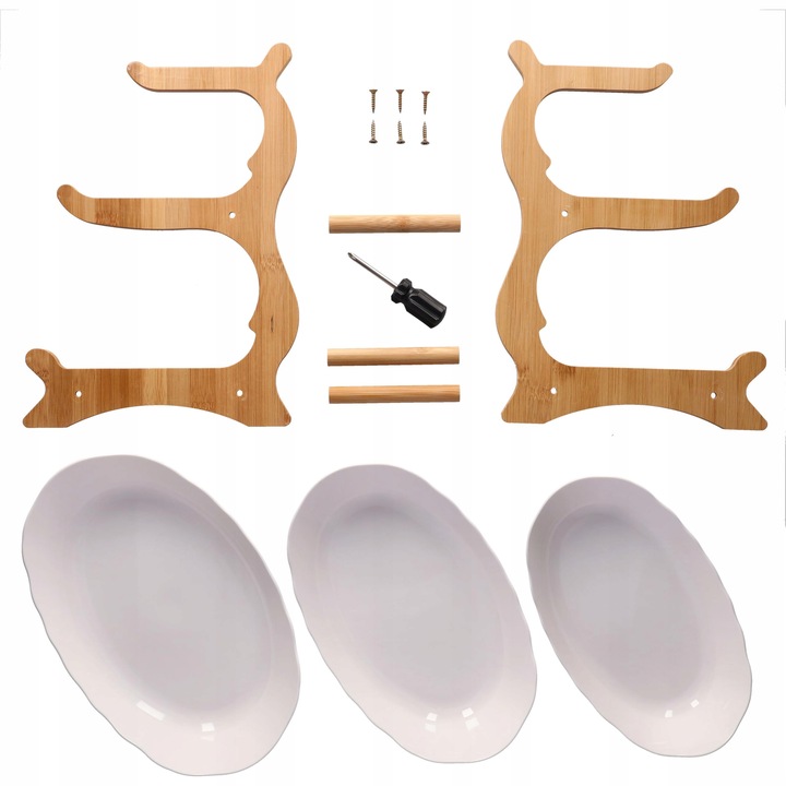 PATERA 3 PIĘTROWA KOSZ NA OWOCE WARZYWA STOJAK BAMBUSOWY TACA DUŻA