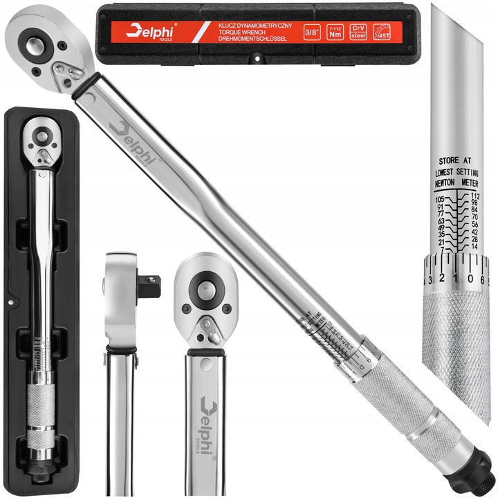 KLUCZ DYNAMOMETRYCZNY Delphi 7-112Nm 3/8" z BLOKADĄ STAL CrMO +- 4%