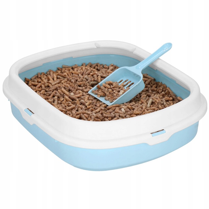 DUŻA KUWETA DLA KOTA Z RAMKĄ 40x33cm TOALETA OTWARTA NA ŻWIREK XL + ŁOPATKA