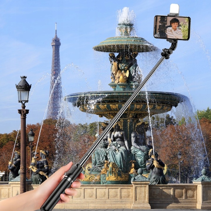 SELFIE STICK STATYW KIJEK DO TELEFONU Z PILOTEM LAMPA LED BLUETOOTH TRIPOD