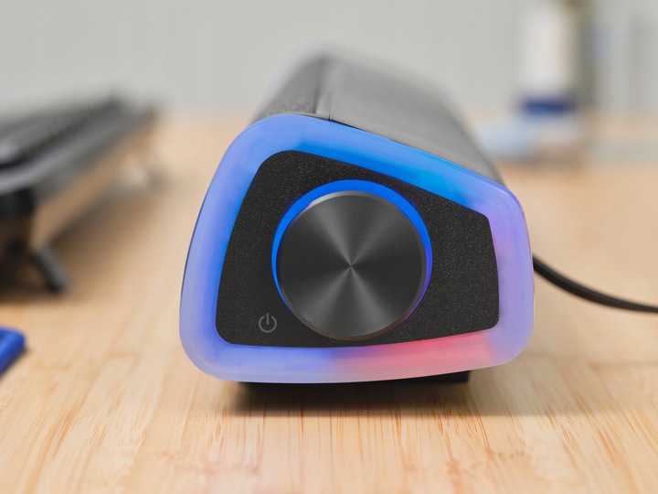 GŁOŚNIK SOUNDBAR KOMPUTEROWY LED USB 12W STEREO KOMPAKTOWY BIUROWY