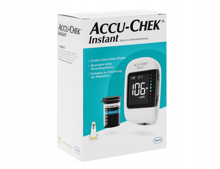 Glukometr Accu-Chek Instant, mg/dL+ NAKŁUWACZ + PASKI Nowy!
