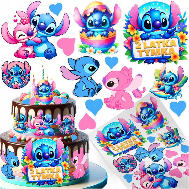 MEGA ZESTAW WYDRUK CUKROWY LILO I STITCH STICH STICZ OPŁATEK NA TORT WZORY