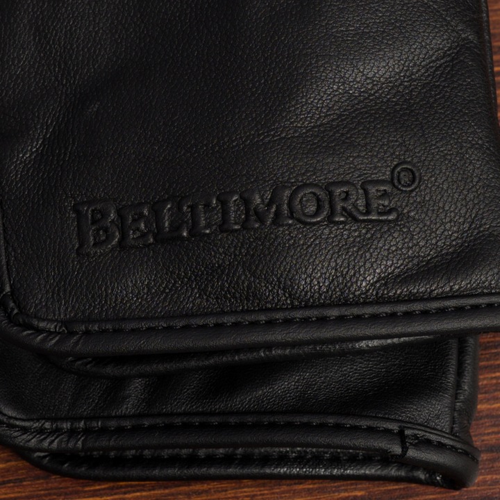 Rękawiczki skórzane damskie polar miś dotykowe pięciopalczaste