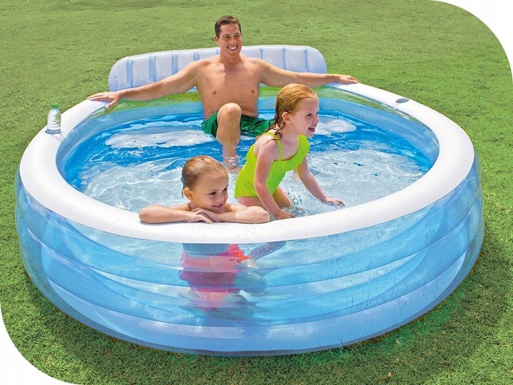 Basen Ogrodowy Dmuchany Intex z Ławeczką Oparciem