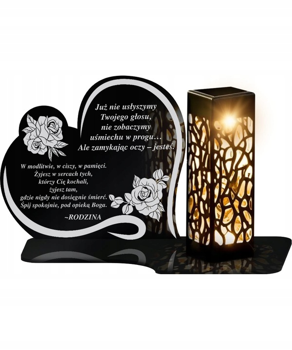 Duży Personalizowany Znicz Solarny XL Serce Wspomnienie Wszystkich Świętych