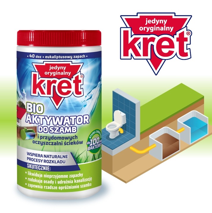 Kret Aktywator Bakterie do Szamba i Oczyszczalni Przydomowych Tłuszcze