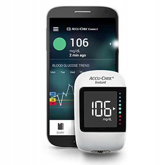 Glukometr Accu-Chek Instant, mg/dL+ NAKŁUWACZ + PASKI Nowy!