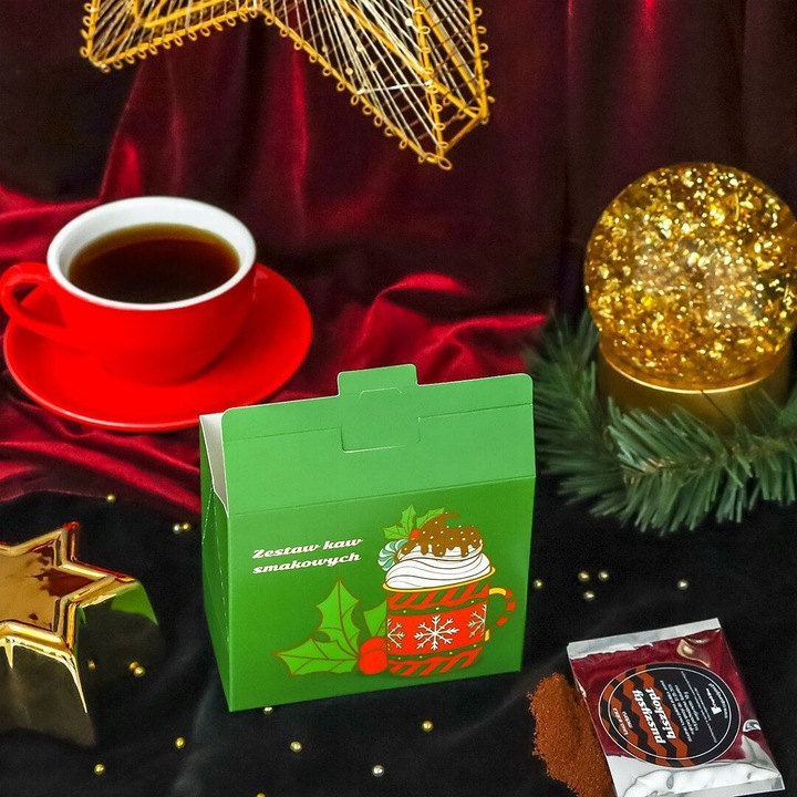 GOTOWY ZESTAW 5 SMAKÓW KAWY AROMATYZOWANE MIX PREZENT NA MIKOŁAJA GWIAZDKĘ