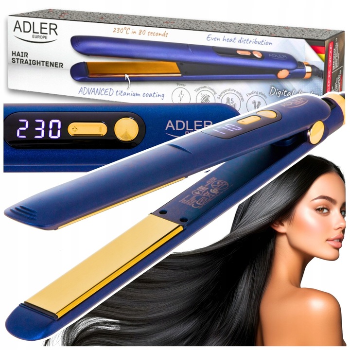 PROSTOWNICA DO WŁOSÓW Z JONIZACJĄ REGULACJA TEMPERATURY TYTANOWE