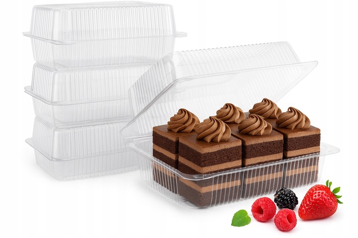 50x Pudełka cukiernicze 1,75 L pojemniki plastikowe na Ciasto Tort Sałatki