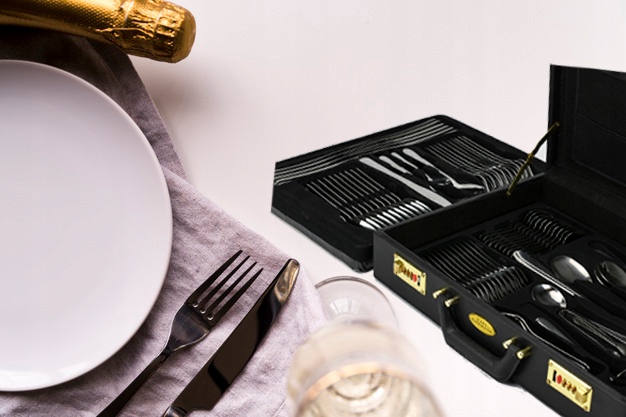 KOMPLET SZTUĆCÓW 72 EL WALIZKA DLA 12 OSÓB zestaw srebrne sztućce