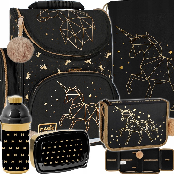 TORNISTER PLECAK SZKOLNY DLA DZIEWCZYNKI PIÓRNIK WOREK BIDON ŚNIADANIÓWKA