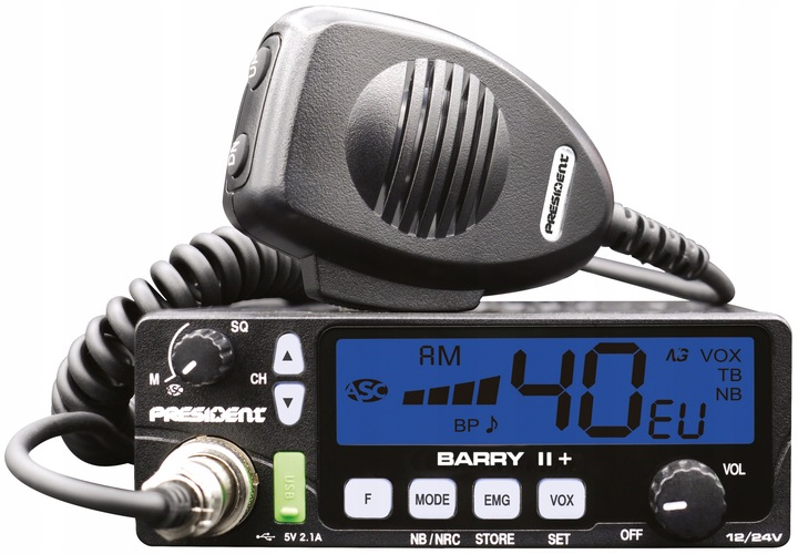 CB radio do Tir Bus PRESIDENT BARRY II+ ASC 12/24V 7kolor VOX NB NRC