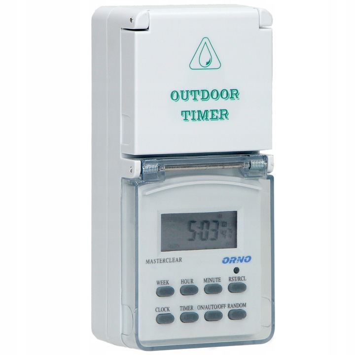 PROGRAMATOR CZASOWY ZEWNĘTRZNY IP44 WŁĄCZNIK WYŁĄCZNIK CYFROWY TIMER LCD