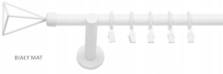 KARNISZ POJEDYNCZY 200 CM 19 MM CZARNY MAT BIAŁY MAT WYBÓR ZAKOŃCZEŃ RENA