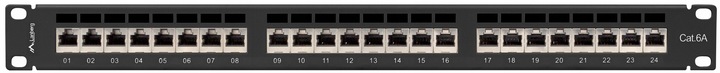 PATCHPANEL 24 PORT 1U 19" KAT.6A FTP EKRANOWANY CZARNY LANBERG