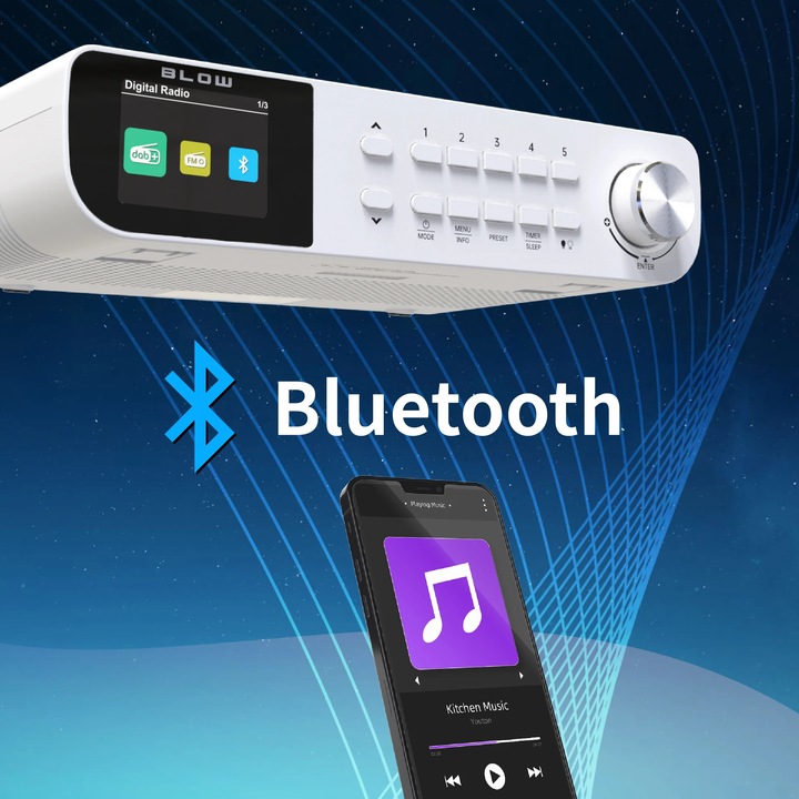 RADIO CYFROWE KUCHENNE PODSZAFKOWE PODWIESZANE FM/DAB+ BLUETOOTH