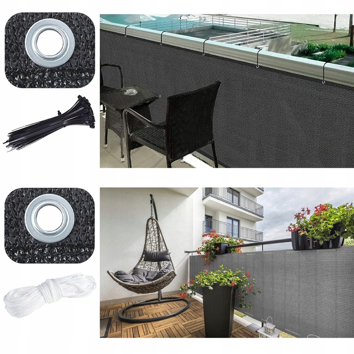 OSŁONA NA BALKON NA TARAS PŁOT MATA BALKONOWA 1x7m SOLIDNA +MOCOWANIE
