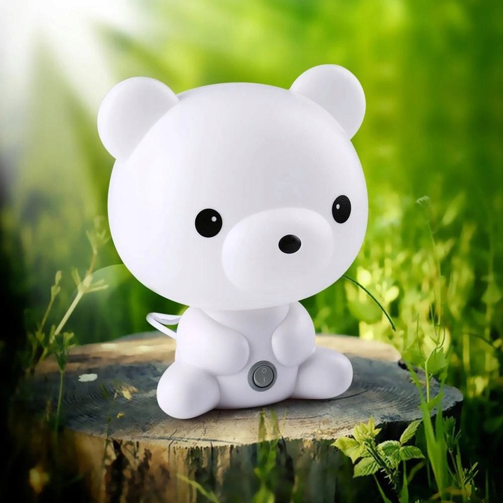 LAMPKA NOCNA DLA DZIECI LED MIŚ BIAŁA DO GNIAZDKA PREZENT