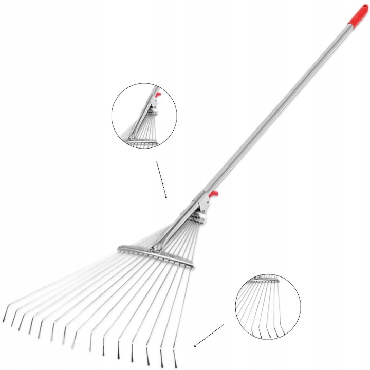 Grabie do liści druciane REGULOWANE trzon metalowy MAAN