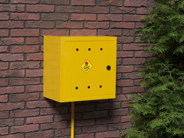 SKRZYNKA GAZOWA 60x60x25 SZAFKA STANDARD NA ZAWÓR GAZ KOLOR ŻÓŁTY