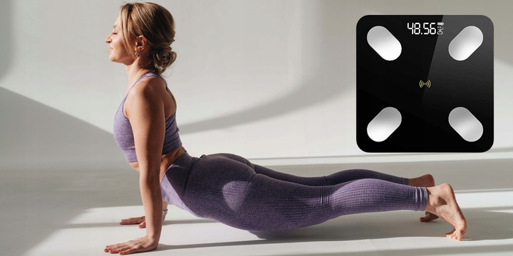 WAGA ŁAZIENKOWA BLUETOOTH SMART 25w1 180Kg ANALITYCZNA INTELIGENTNA +