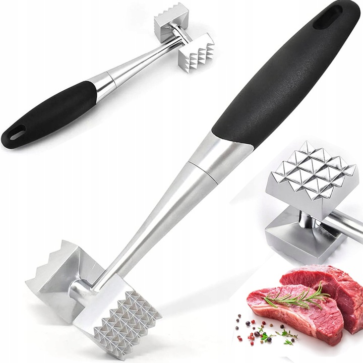 TŁUCZEK DO MIĘSA KOTLETÓW MŁOTEK DWUSTRONNY ROZBIJAK STAL NIERDZEWNA