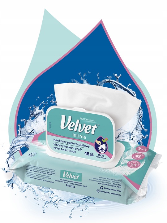 Velvet papier toaletowy nawilżany INTIMA 16 szt