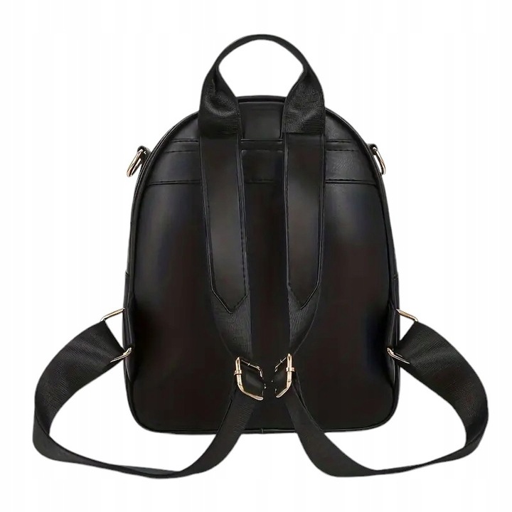 Plecak Torebka 2w1 Damski Eko Skóra Czarny Brelok Pompon Biały Prezent