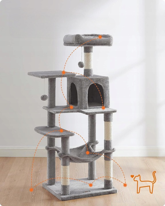 DRAPAK DLA KOTA DUŻY XL LEGOWISKO WIEŻA SŁUPEK DOMEK 6 POZIOMÓW 143cm