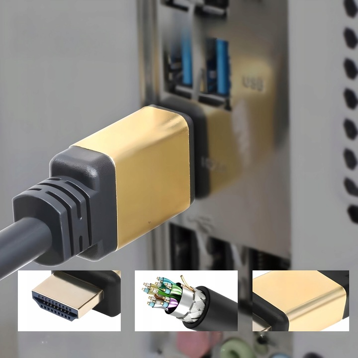 KABEL PRZEWÓD HDMI - HDMI 2.0 5M UHD 2160P 4K 60Hz 3D 48bit 18GBPS HDR 5M