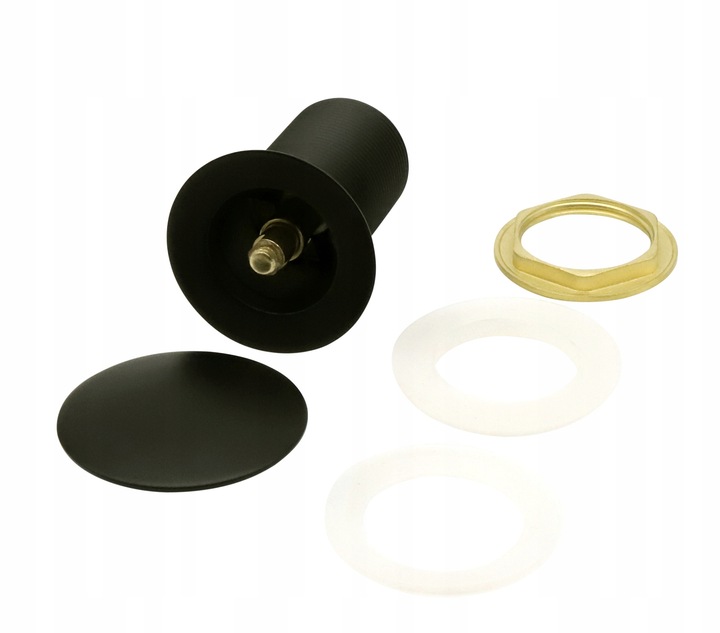 KOREK UMYWALKOWY KLIK-KLAK AUTOMAT BEZ PRZELEWU MOSIĘŻNY CZARNY SATYNOWY