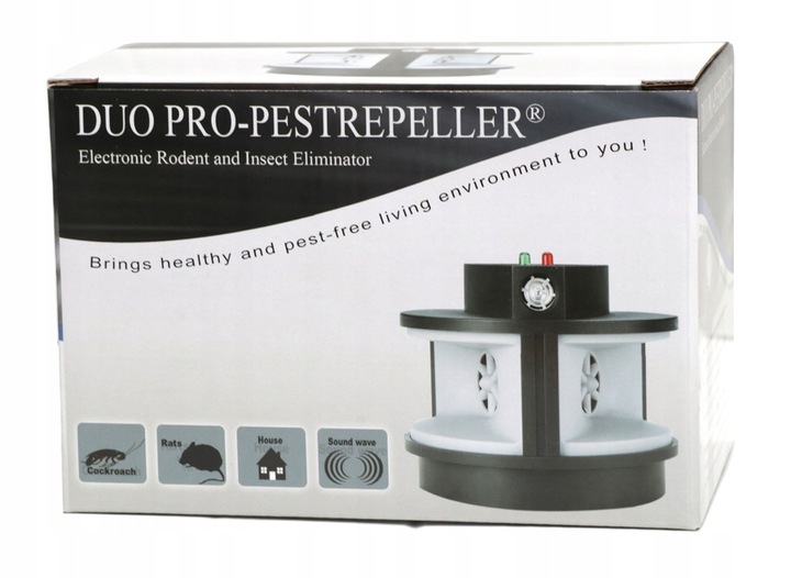 Odstraszacz MYSZY SZCZURY KUNY KARALUCHY GRYZONIE DUO PRO 570 m2 MOCNY