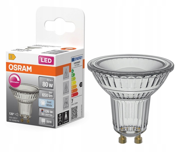 Żarówka LED GU10 6,9 650lm 4000K 120° OSRAM ŚCIEMNIALNA