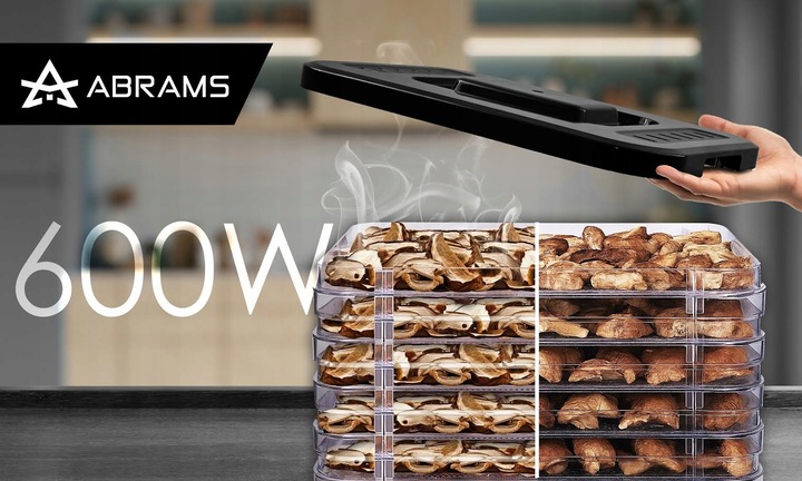 SUSZARKA DO GRZYBÓW WARZYW I OWOCÓW 600W REGULACJA TEMPERATURY TIMER 5