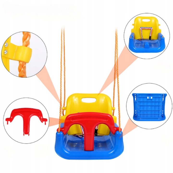 Huśtawka Ogrodowa Modułowa domowa dla Dzieci 3w1 Mocna na Linach Bezpieczna