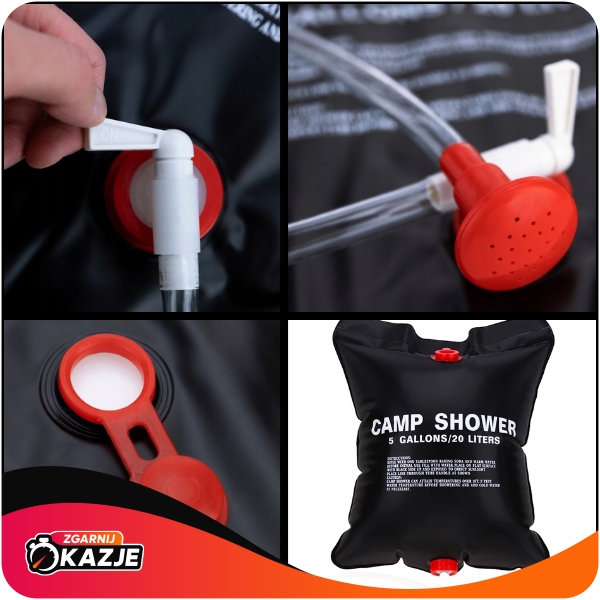 PRYSZNIC SOLARNY 20L KEMPINGOWY TURYSTYCZNY POLOWY BIWAKOWY NAGRZEWA WODĘ