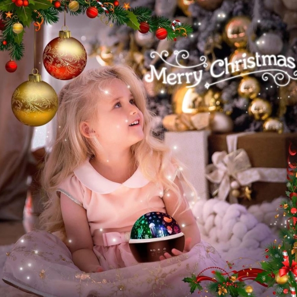 LAMPKA NOCNA PROJEKTOR GWIAZD RYBEK RZUTNIK NIEBA 2W1 NIEBIESKA DLA DZIECKA