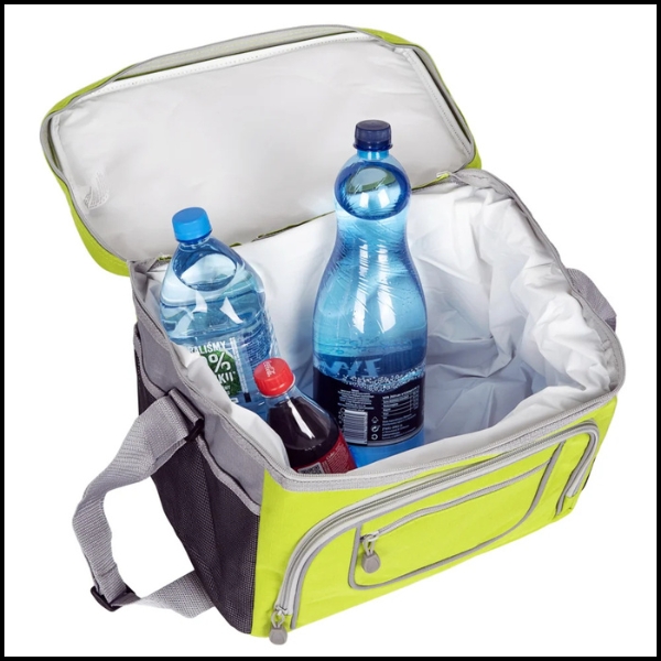 ZIELONA TORBA TERMICZNA IZOTERMICZNA 30L Z PASKIEM I KIESZONKAMI NA ŻYWNOŚĆ
