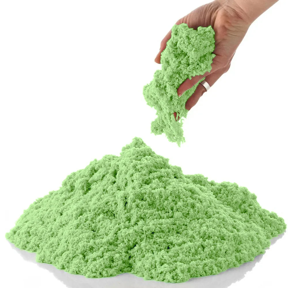 DUŻY ZIELONY PIASEK KINETYCZNY 2KG+BASEN FOREMKI PIASKOWNICA DLA DZIECI