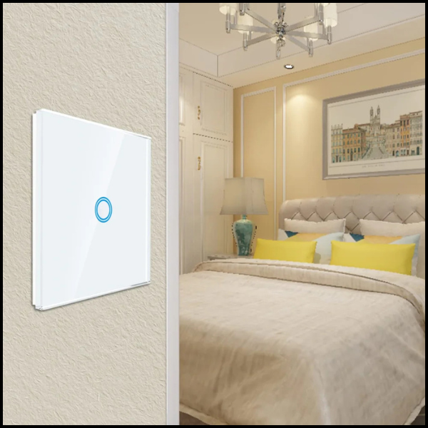 POJEDYNCZY BIAŁY DOTYKOWY WŁĄCZNIK WYŁĄCZNIK ŚWIATŁA SZKLANY SZKŁO Ø60MM