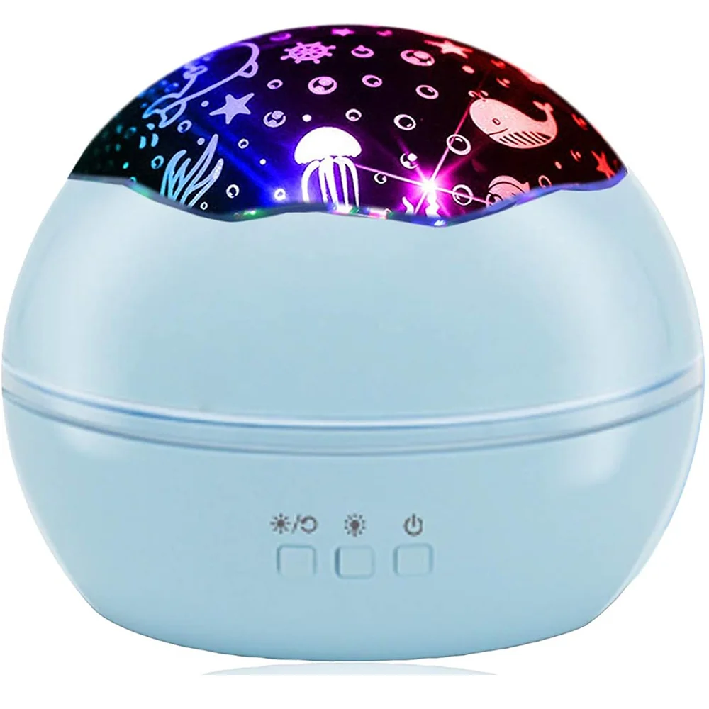 LAMPKA NOCNA PROJEKTOR GWIAZD RYBEK RZUTNIK NIEBA 2W1 NIEBIESKA DLA DZIECKA