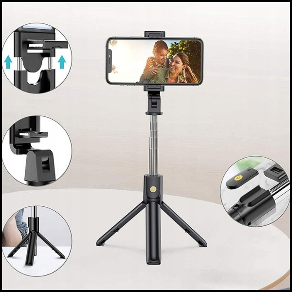 KIJEK DO SELFIE Z FUNKCJĄ STATYW TRIPOD DO TELEFONU+PILOT BLUETOOTH 69CM